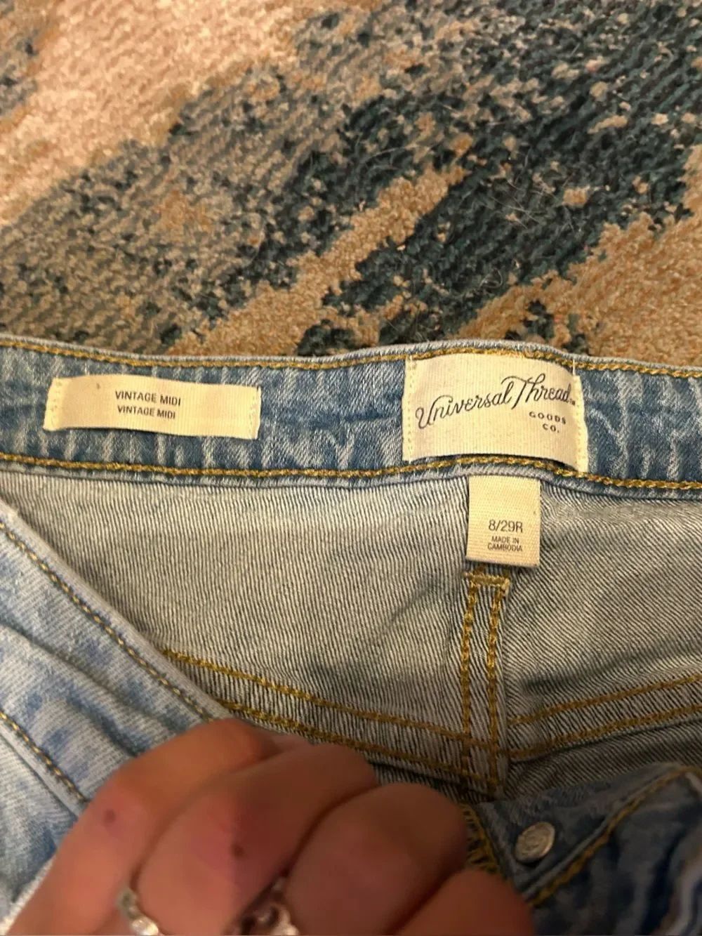 Universal Thread Light Blue Distressed Denim Button-Fly Shorts - Picture 2 of 4
